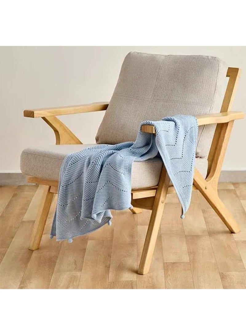 Nini Baby - Organic Cotton Knitted Baby Blanket, Bobbles, Antibacterial Finish – Ballad Blue, 0-36 Months - Image 3